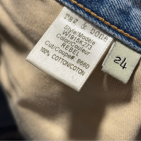 Rag & Bone Y2K Distressed Worn Cuff Medium Wash Jean Shorts - Picture 5 of 5